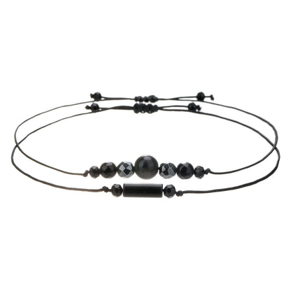 Cross-border new woven handmade beaded stone bracelet cylindrical amethyst tiger eye powder crystal bracelet couple friendship bracelet