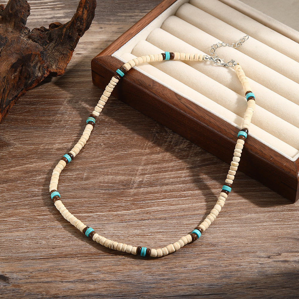 Natural Wood & Coconut Shell Necklace | Bohemian Surf Tribal Jewelry