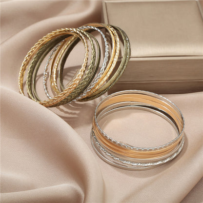 16 sets of pattern bracelet sets wholesale, Amazon hot-selling mixed-color bracelets, cross-border geometric metal bracelets