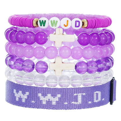 Cross-border hot-selling WWJD cross bracelet bracelet, natural stone unisex charm, faith, friendship, soft ceramic bracelet