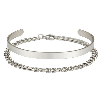 Amazon hot-selling stainless steel open bracelet Cuban NK chain bracelet set jewelry men's hip-hop bracelet bracelet jewelry