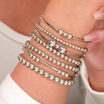 Cross-border hot-selling CCB fashion simple beaded bracelet retro high-grade elastic beaded stacking bracelet set