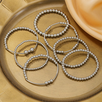 Cross-border hot-selling CCB fashion simple beaded bracelet retro high-grade elastic beaded stacking bracelet set