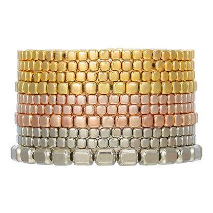 Cross-border hot-selling hand jewelry multi-layer stacked bracelet set Bohemian CCB beaded elastic square bead bracelet.