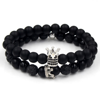 Punk Diablo Stacked Bracelet Combination Black Gallstone Evil Eye Bracelet Tide Retro Neutral Zircon Crown Bracelet