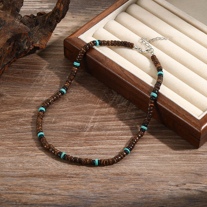 Natural Wood & Coconut Shell Necklace | Bohemian Surf Tribal Jewelry