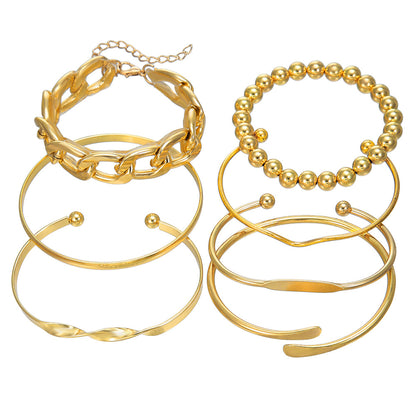 European and American cross-border hot-selling chain, personalized bracelet, bracelet set, mixed and matched open bracelet, bracelet, stacked bracelet, bracelet, bracelet.
