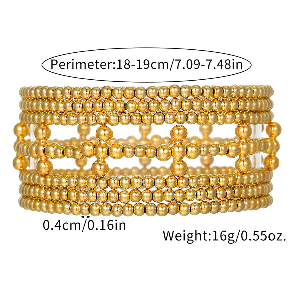 Cross-border new fashion OL style CCB bracelet seven-piece set Bohemian multi-layer stacked elastic cross bracelet