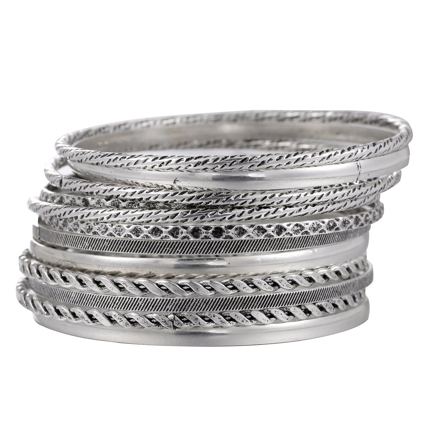 European and American cross-border hand jewelry stacked curved smooth twist bracelet simple geometric metal bracelet set