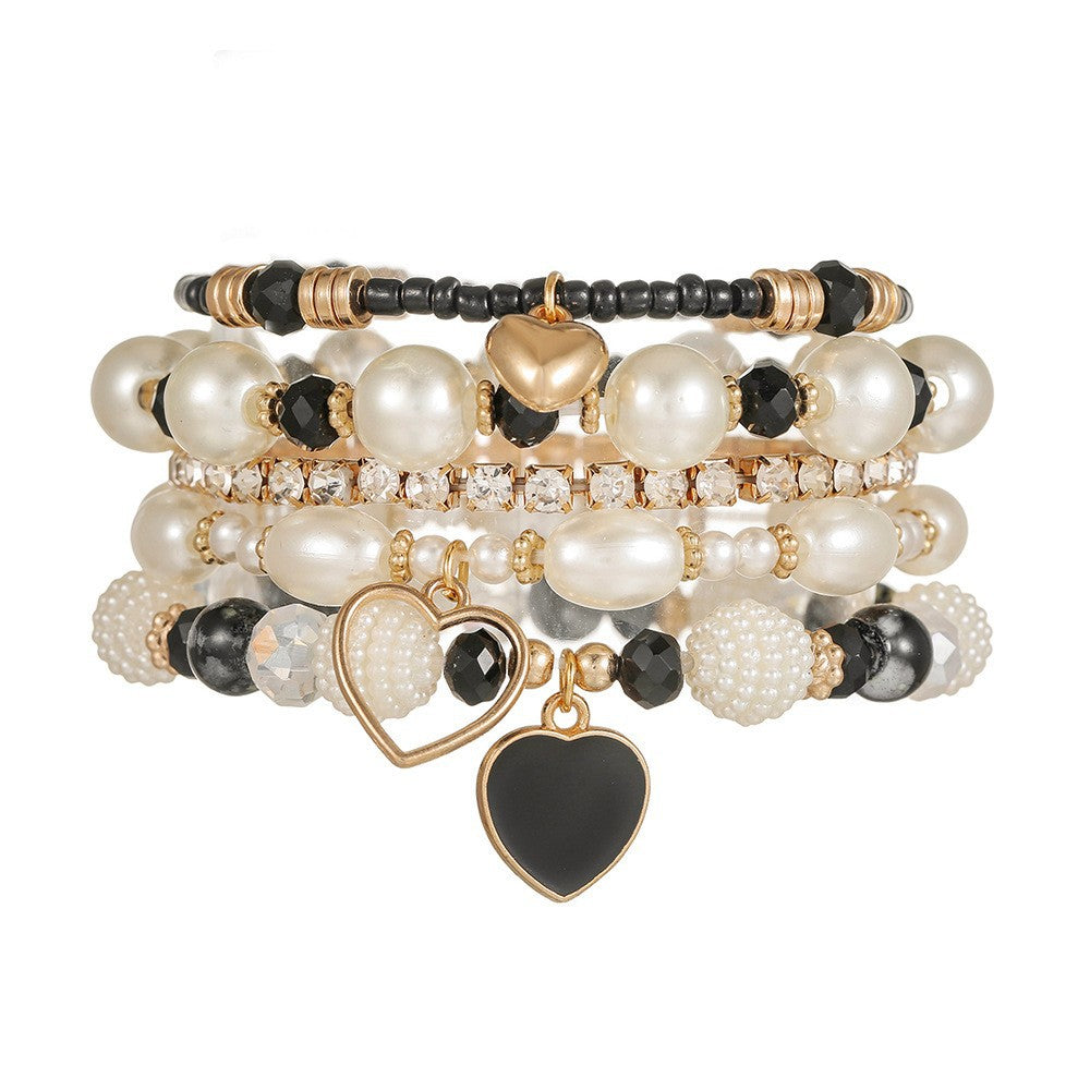 Cross-border multi-layer red crystal bead love CCB beaded bracelet Valentine's Day stacked fashion versatile friendship bracelet