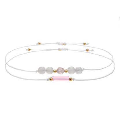 Cross-border new woven handmade beaded stone bracelet cylindrical amethyst tiger eye powder crystal bracelet couple friendship bracelet