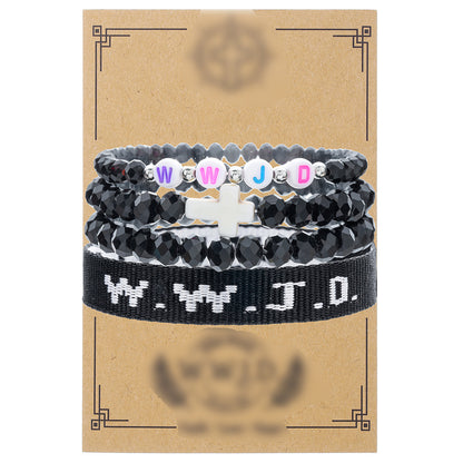 Cross-border hot-selling WWJD cross bracelet bracelet, natural stone unisex charm, faith, friendship, soft ceramic bracelet
