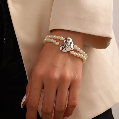 Korean version of good friends bracelet 2 best friends two love letter pearl bracelet bracelet set