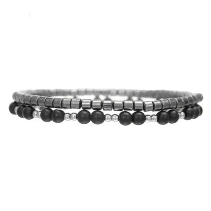 Ins Internet celebrity style men's black gallstone bracelet combination niche design cross stacked wearing hip hop bracelet bracelet women