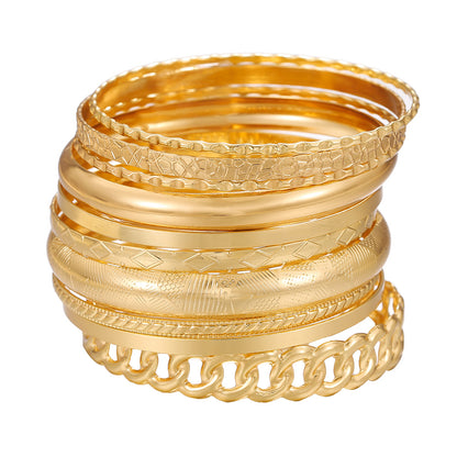 European and American cross-border jewelry simple multi-layer metal blade chain bracelet Bohemian fashion multi-layer stacked bracelet
