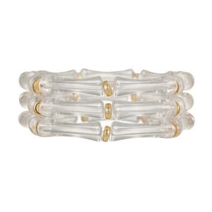 European and American Internet celebrities popular bamboo tube beaded bracelet women's fashion versatile elastic stack wearing leopard print acrylic bracelet women
