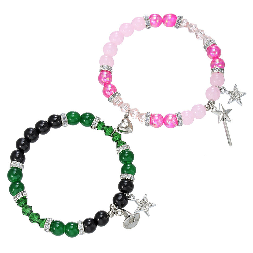 European and American cross-border hot-selling movies peripheral Wicked magic witch bracelet magnet love couple beaded bracelet