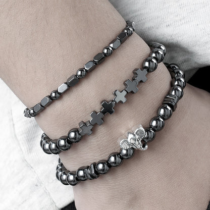 Cross-border new bohemian turquoise bracelet set ethnic turquoise love multi-layer stacked bracelet men