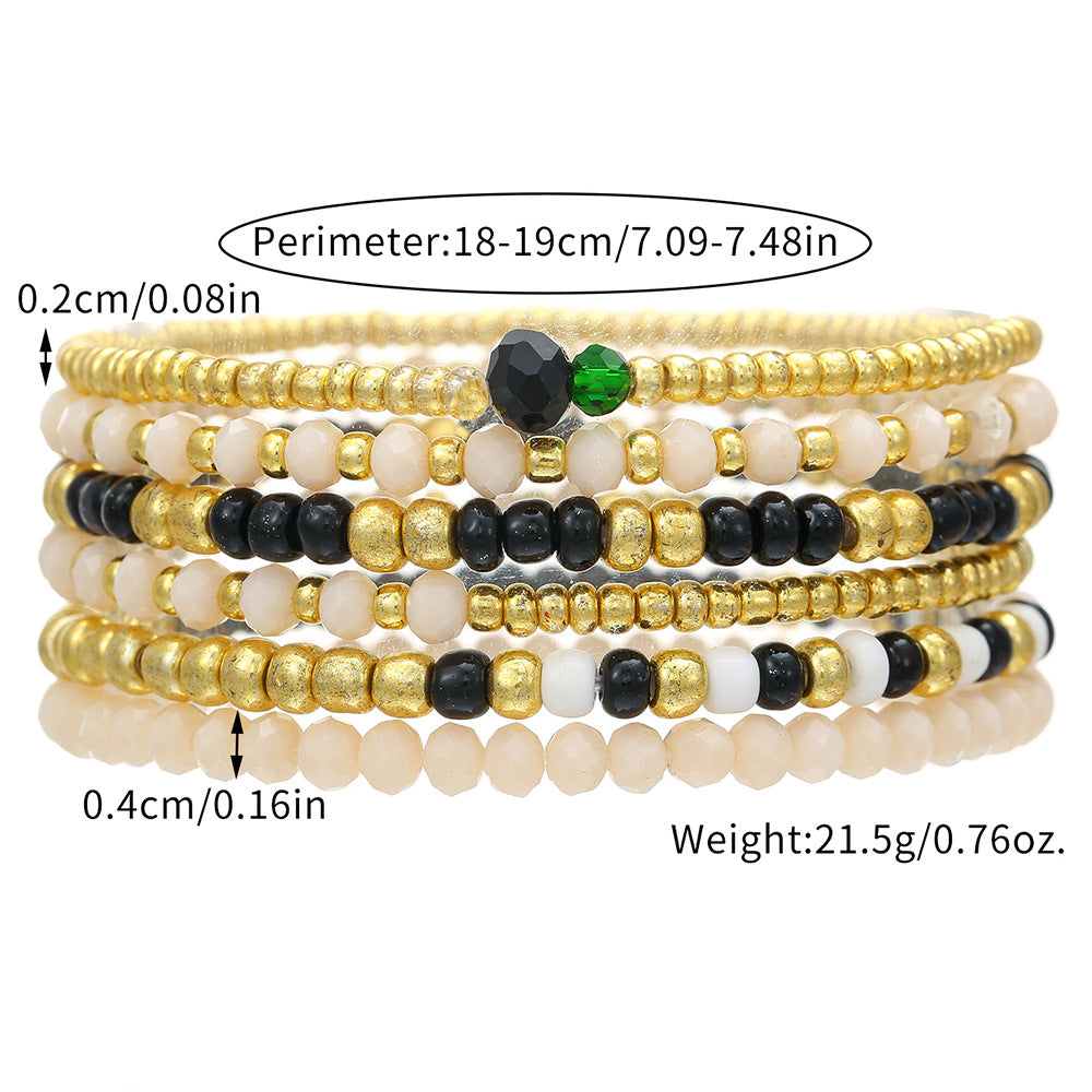 Bohemian vacation wind stacked wearing couple bracelet ins wind niche design sense rice bead elastic bracelet bracelet female