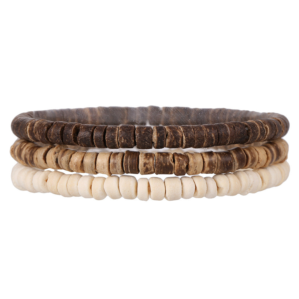 Cross-border new natural stone beaded bracelet combination men's personality retro bohemian black gallstone stacked bracelet