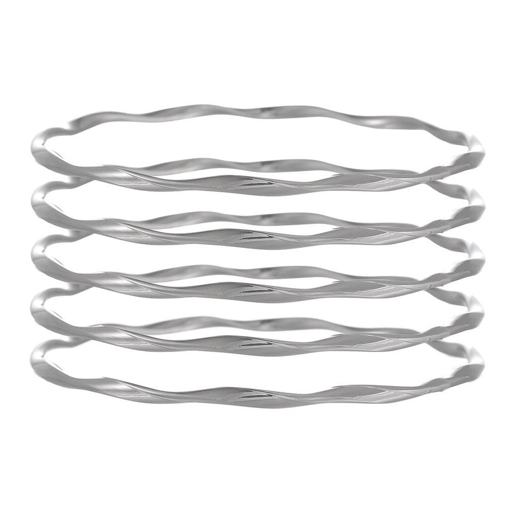 European and American cross-border jewelry simple multi-layer metal blade chain bracelet Bohemian fashion multi-layer stacked bracelet