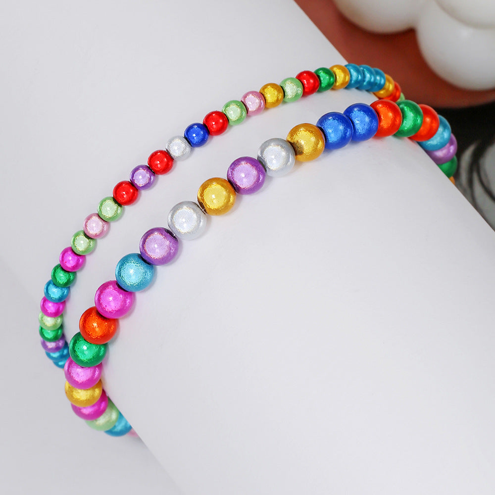 European, American Bohemian ethnic style mixed color Symphony bead beaded bracelet ins beach style fashion stacked bracelet