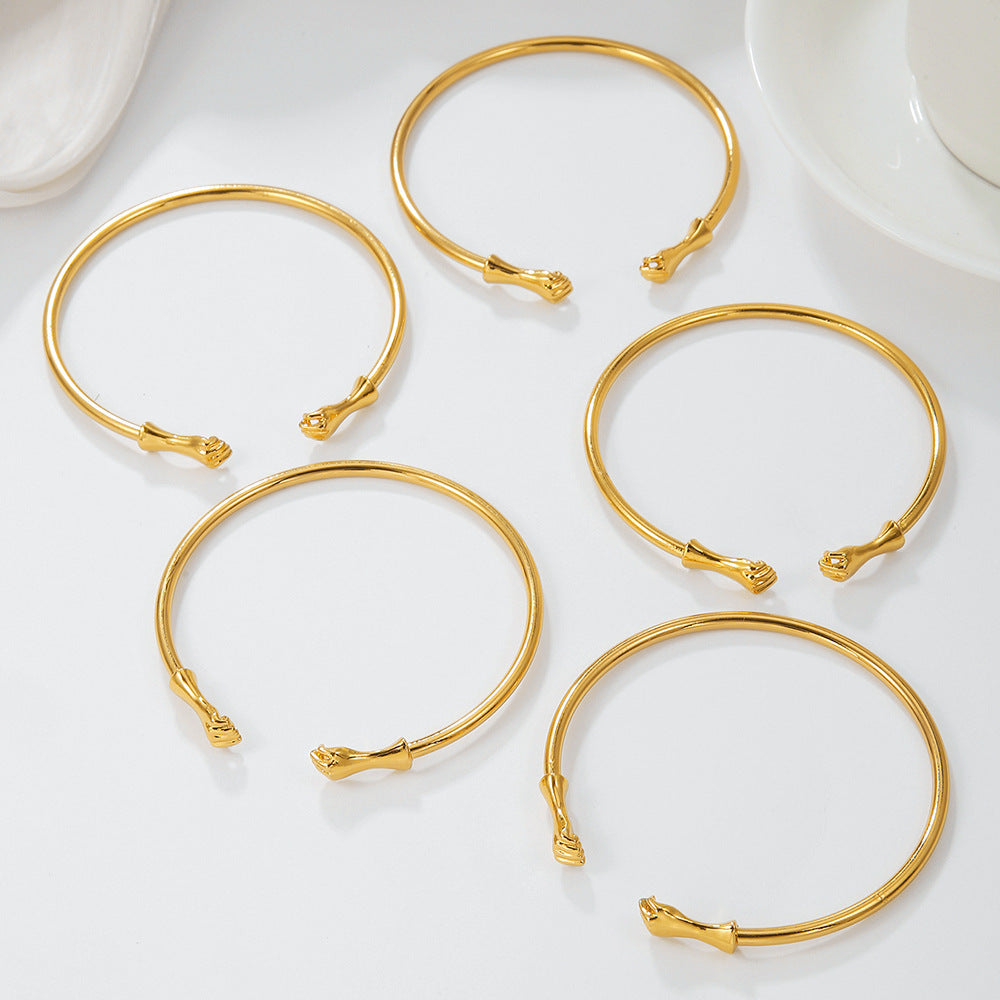 Cross-border new hip-hop punk fist bracelet 5 sets, metal opening bracelet niche stacking bracelet set