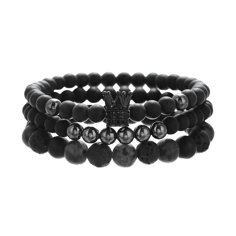 Men's boys exclusive northskull black agate skull bracelet black gallstone crown beaded bracelet combination