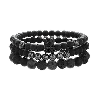 Men's boys exclusive northskull black agate skull bracelet black gallstone crown beaded bracelet combination