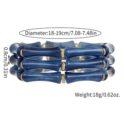 European and American Internet celebrities popular bamboo tube beaded bracelet women's fashion versatile elastic stack wearing leopard print acrylic bracelet women