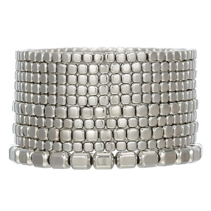 Cross-border hot-selling hand jewelry multi-layer stacked bracelet set Bohemian CCB beaded elastic square bead bracelet.