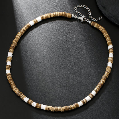 Natural Wood & Coconut Shell Necklace | Bohemian Surf Tribal Jewelry