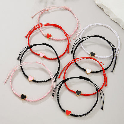 Cross-border new fashion dripping love hand-woven bracelet combination small fresh couple card friendship bracelet women
