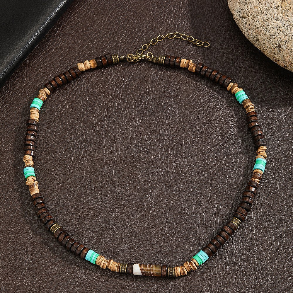 Natural Wood & Coconut Shell Necklace | Bohemian Surf Tribal Jewelry