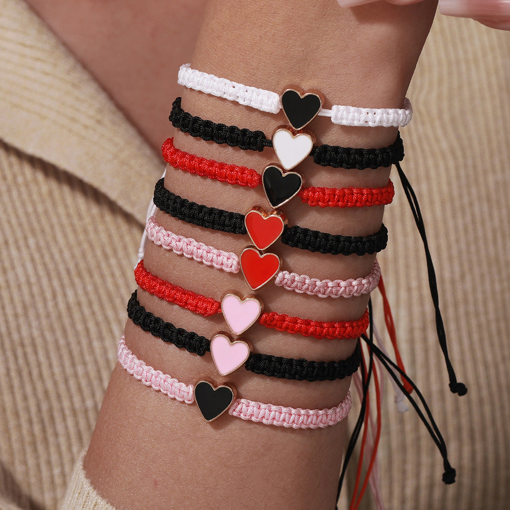Cross-border new fashion dripping love hand-woven bracelet combination small fresh couple card friendship bracelet women