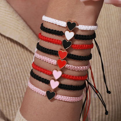 Cross-border new fashion dripping love hand-woven bracelet combination small fresh couple card friendship bracelet women