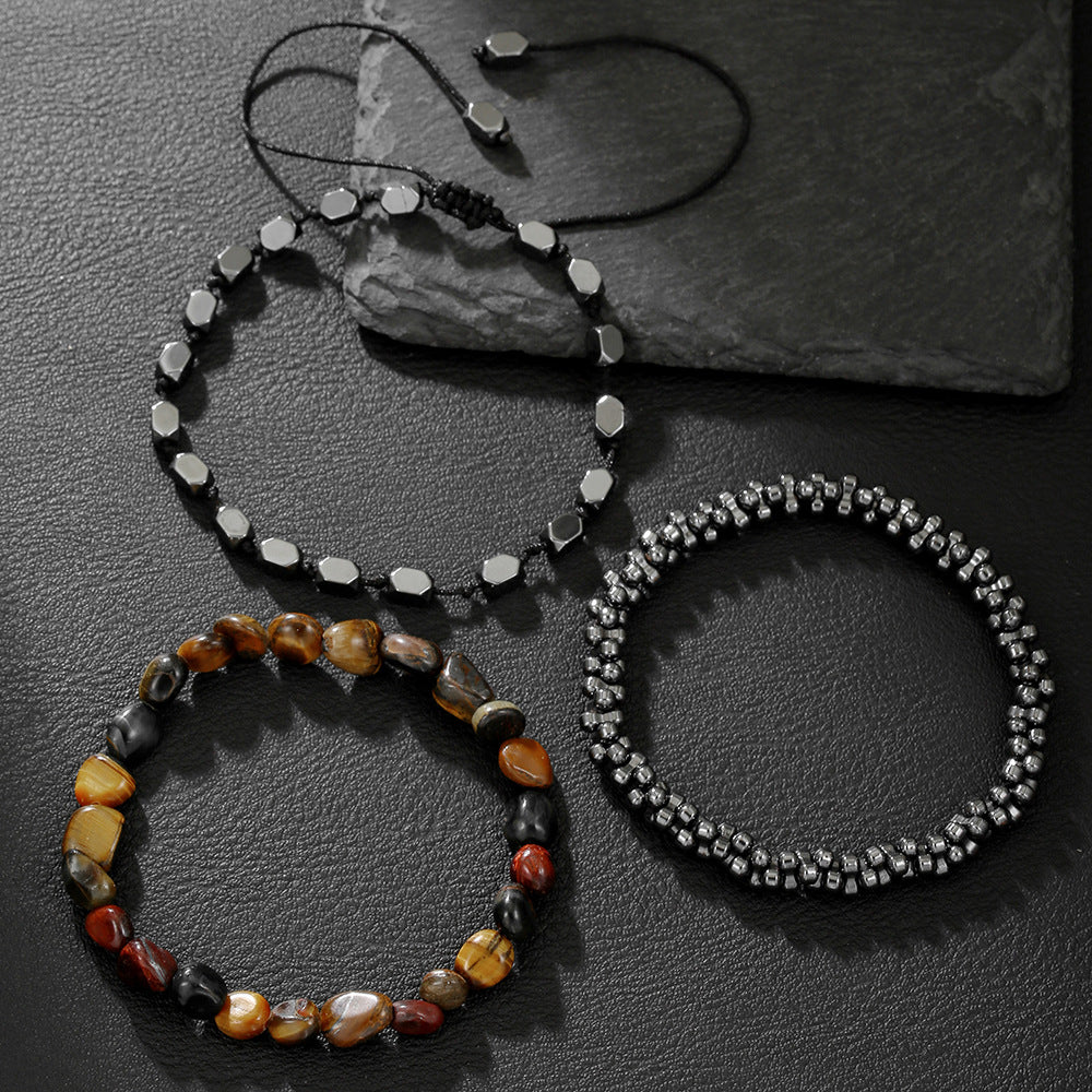 New personalized energy stone men's suit bracelet, special-shaped black gallstone beaded bracelet, cross-border hot-selling bracelet wholesale