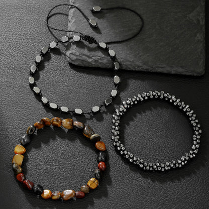 New personalized energy stone men's suit bracelet, special-shaped black gallstone beaded bracelet, cross-border hot-selling bracelet wholesale