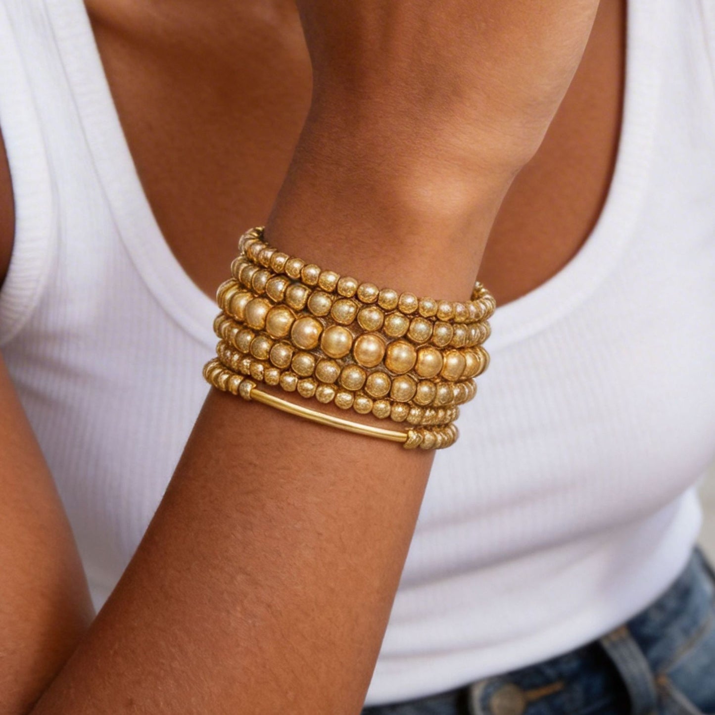 European and American cross-border new hot-selling versatile shell cross set bracelet pearl bracelet CCB stacked bracelet