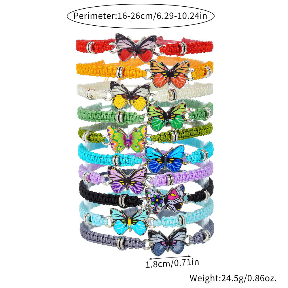 Cross-border hot-selling hand jewelry, personalized butterfly bracelet, female student girlfriend gift weaving, adjustable stacking bracelet for women