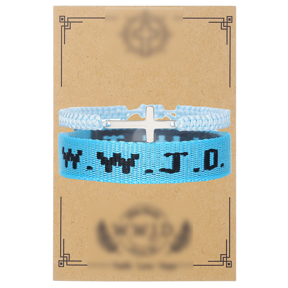 Cross-border hot-selling WWJD cross bracelet bracelet, natural stone unisex charm, faith, friendship, soft ceramic bracelet