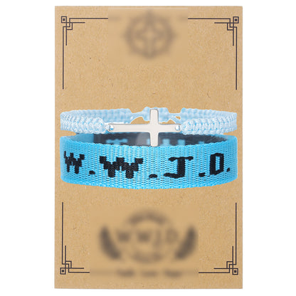 Cross-border hot-selling WWJD cross bracelet bracelet, natural stone unisex charm, faith, friendship, soft ceramic bracelet