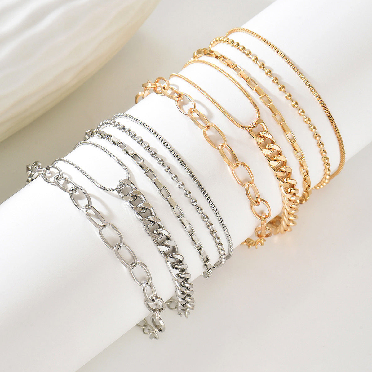 Cross-border new chain bracelet set women's European and American multi-layer retro simple bracelet Bohemian minimalist jewelry women