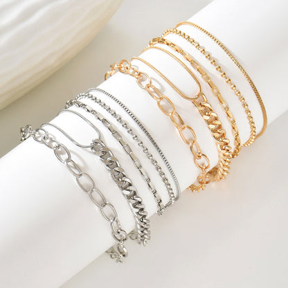 Cross-border new chain bracelet set women's European and American multi-layer retro simple bracelet Bohemian minimalist jewelry women