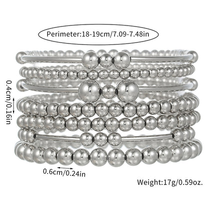Cross-border hot-selling CCB fashion simple beaded bracelet retro high-grade elastic beaded stacking bracelet set