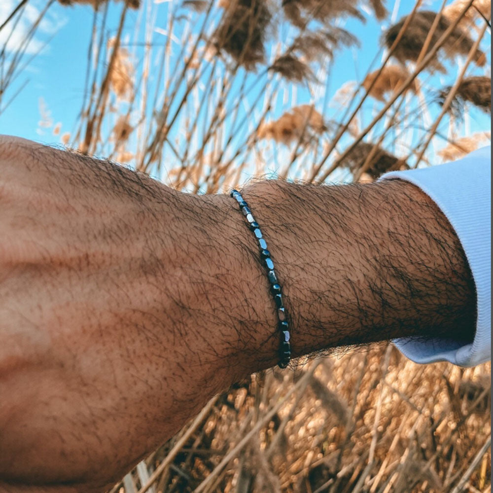 European and American cross-border new versatile cross-border elephant bracelet set, men's black gallstone rare beaded elastic bracelet