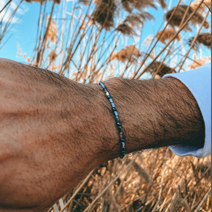 European and American cross-border new versatile cross-border elephant bracelet set, men's black gallstone rare beaded elastic bracelet