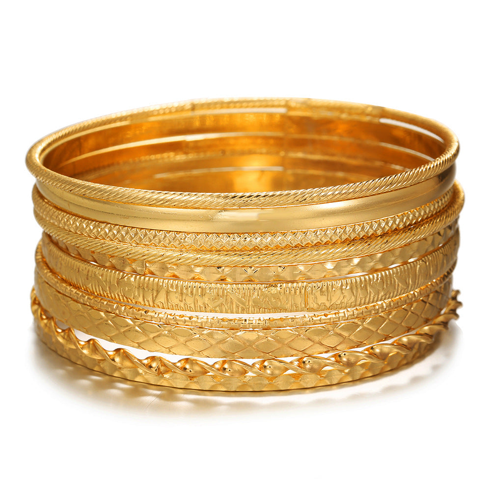 European and American cross-border retro simple pattern bracelet set Bohemian style stacked bracelet bracelet women's factory wholesale