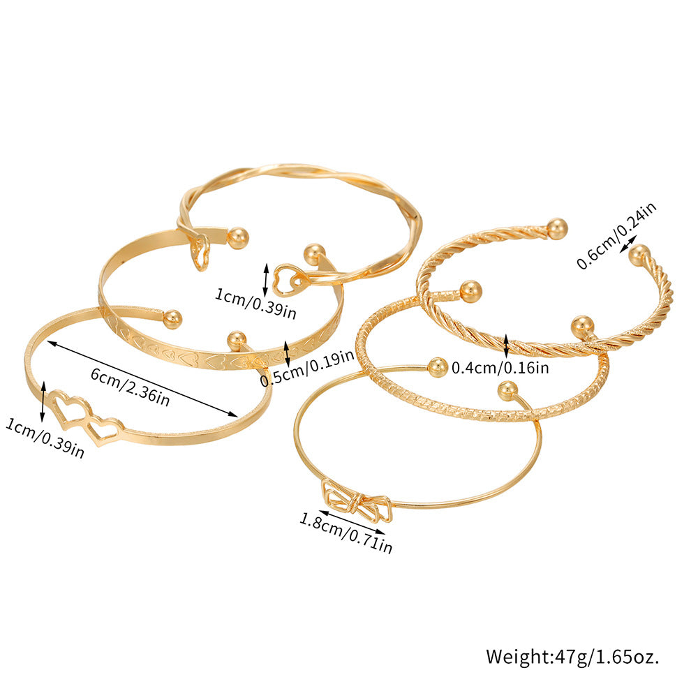 Amazon's new European and American style metal bracelet Women's Butterfly Festival love couple bracelet 6 stacked wearing set bracelets