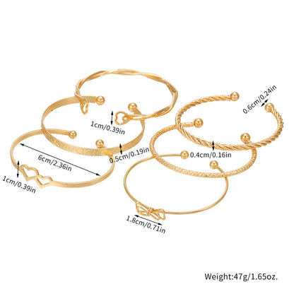 Amazon's new European and American style metal bracelet Women's Butterfly Festival love couple bracelet 6 stacked wearing set bracelets